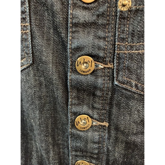 WRAP LONDON Overalls Black Denim Cotton Raw Hem Skinny Leg Women’s Size 6 - Picture 5 of 11